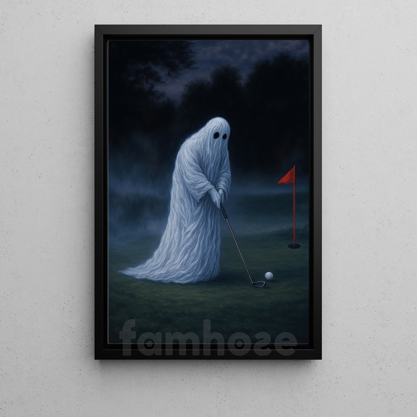 Halloween Golf Boo Canvas Painting, Phantom Swing Wall Art Decor, Spooky Season Poster Gift For Golf Lovers
