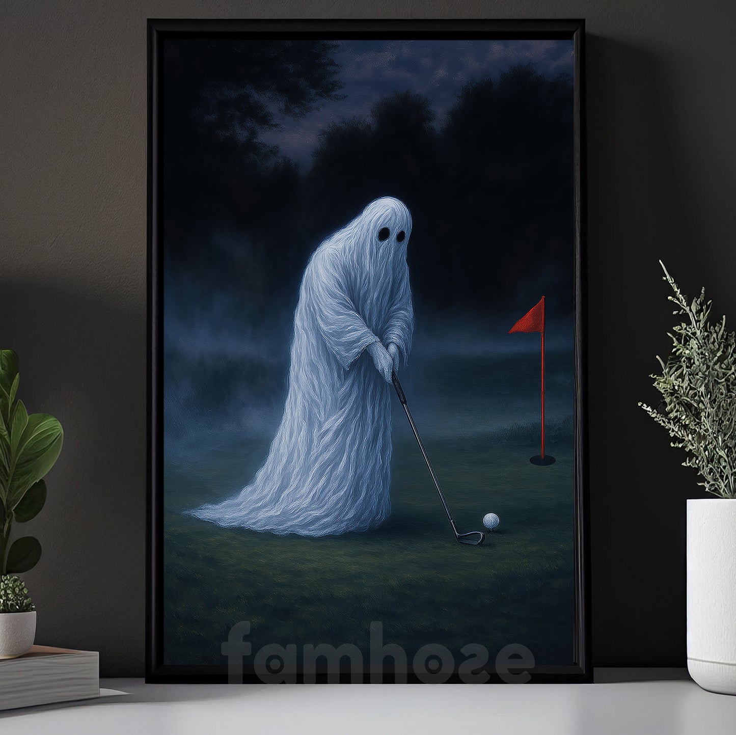 Halloween Golf Boo Canvas Painting, Phantom Swing Wall Art Decor, Spooky Season Poster Gift For Golf Lovers