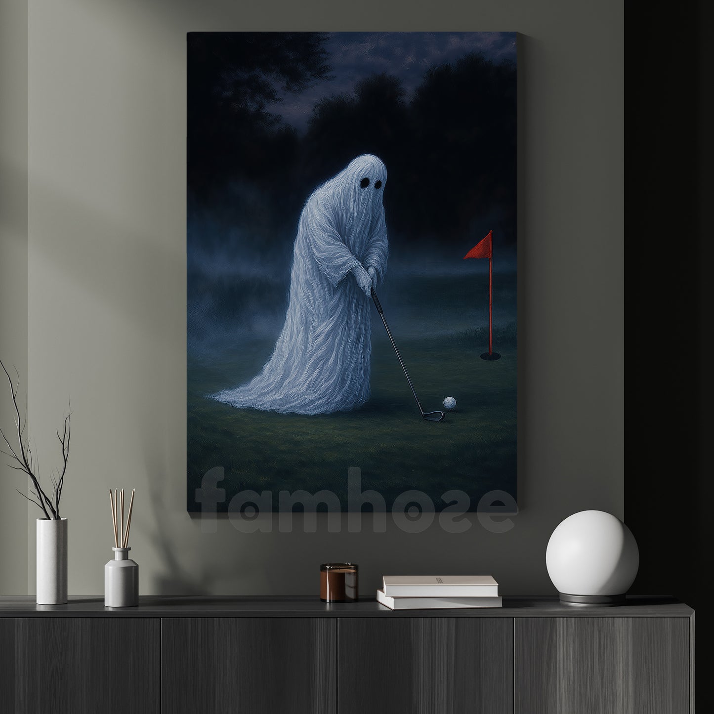 Halloween Golf Boo Canvas Painting, Phantom Swing Wall Art Decor, Spooky Season Poster Gift For Golf Lovers