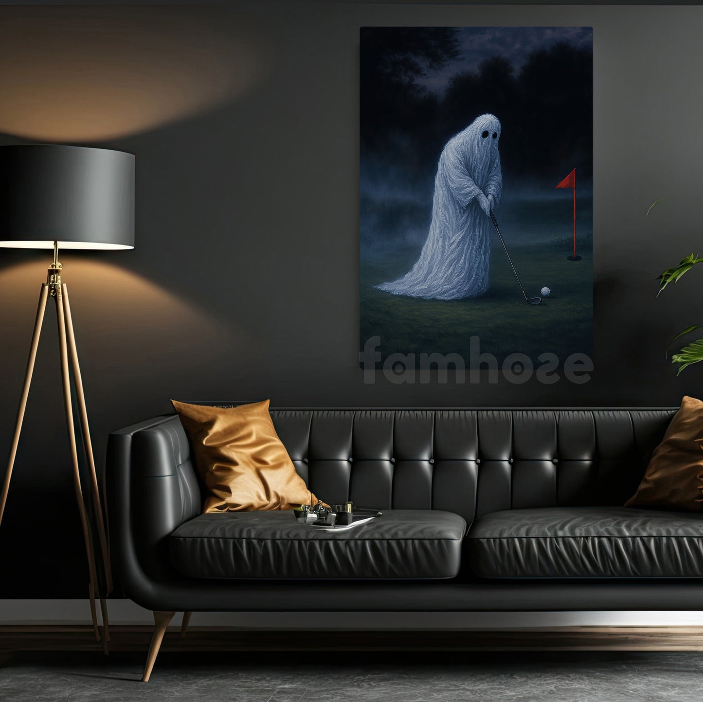 Halloween Golf Boo Canvas Painting, Phantom Swing Wall Art Decor, Spooky Season Poster Gift For Golf Lovers