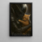 Cat & Alien Canvas Painting, Alien Hugging Cat Wall Art Decor, Poster Gift For Cat Lover