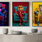Set Of 3 Gorilla Lion Leopard Canvas Painting, The Gentlemen Of The Wild Wall Art Decor, Poster Gift For Wild Animals Lovers