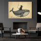 Cartoon Cat Whale Canvas Painting, Cat Riding A Giant Whale Wall Art Decor, Poster Gift For Cat Lovers, Whale Lovers