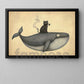 Cartoon Cat Whale Canvas Painting, Cat Riding A Giant Whale Wall Art Decor, Poster Gift For Cat Lovers, Whale Lovers