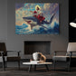 Funny God Shark Canvas Painting, Dreamscape Ocean Wall Art Decor, Poster Christian Gift For Shark Lovers