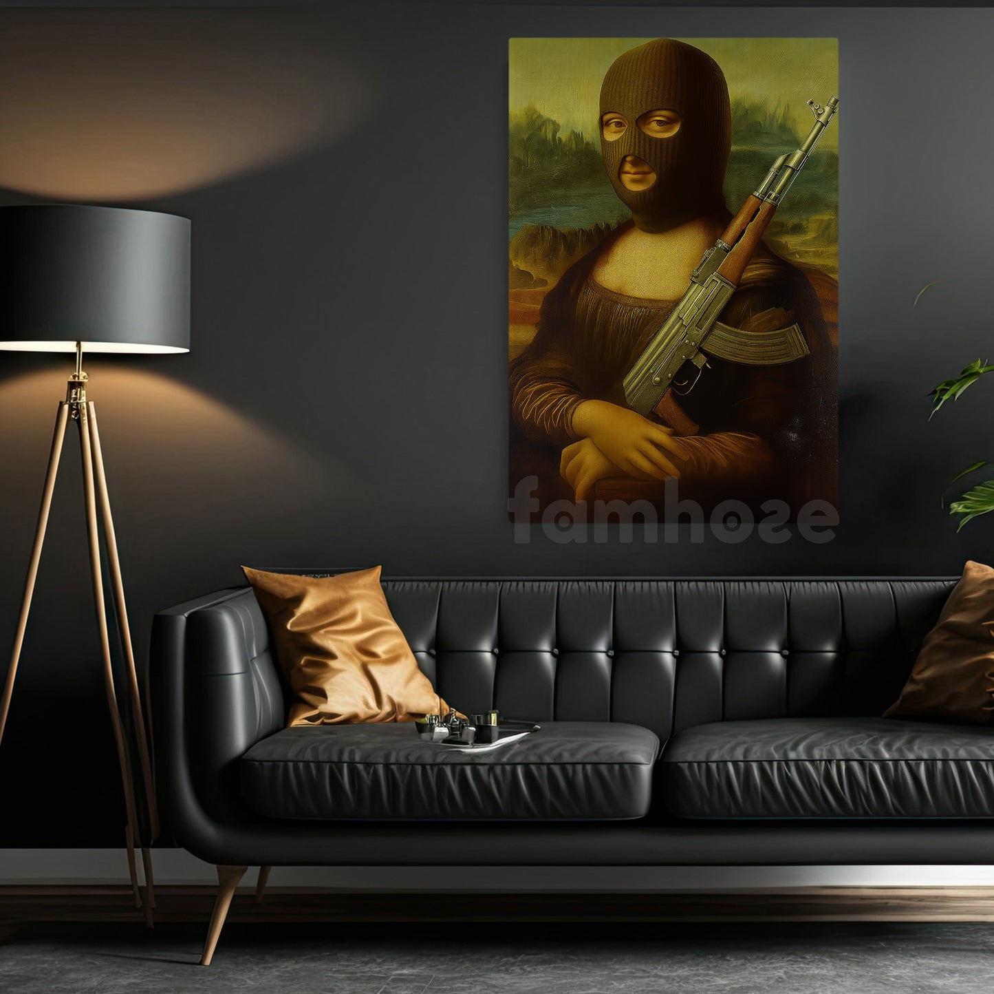 Funny Canvas Painting, Masked Mona Lisa Wall Art Decor, Poster Gift
