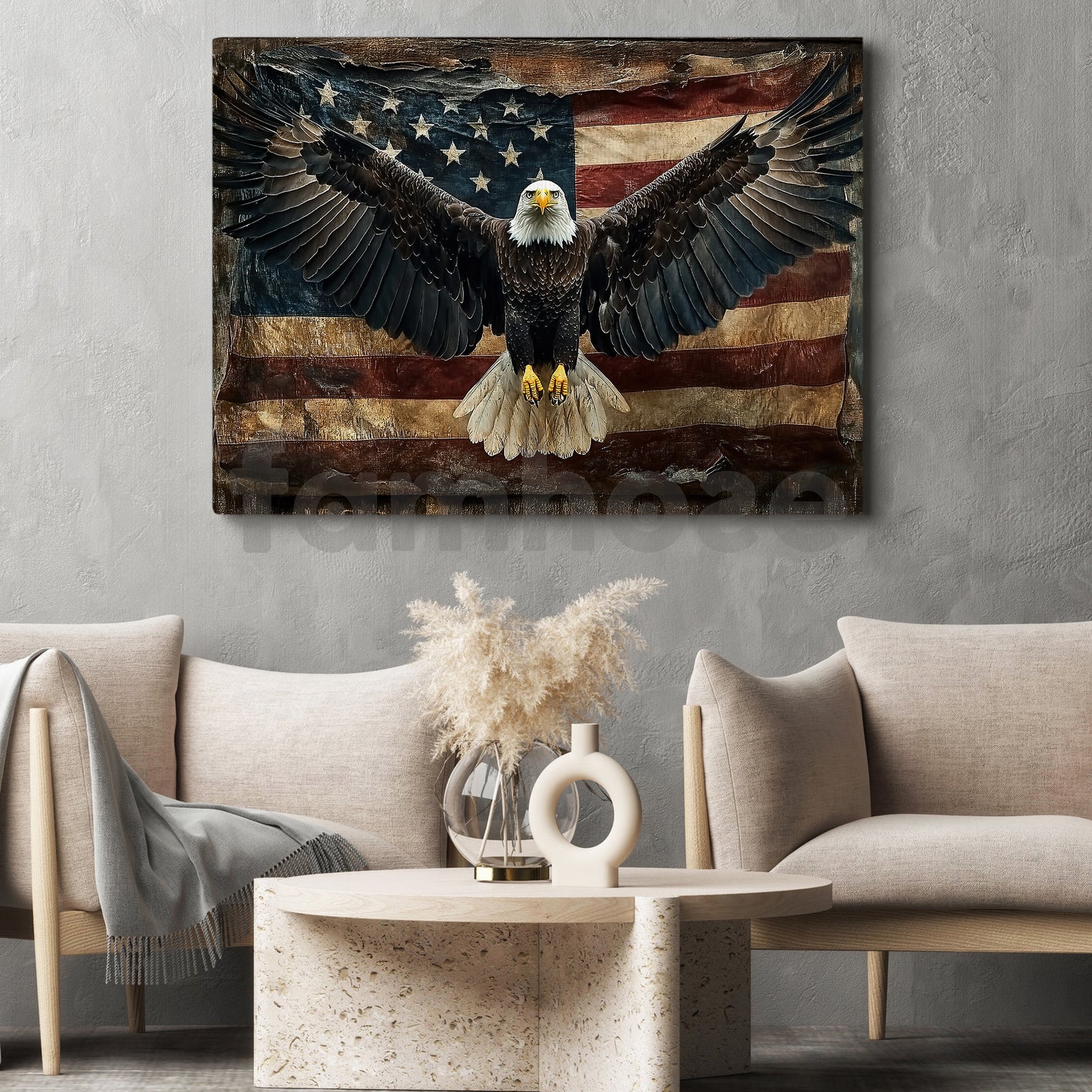 July 4th Eagle Canvas Painting, Patriotic Power Wall Art Decor, Poster Gift For Christians, Eagle Lovers