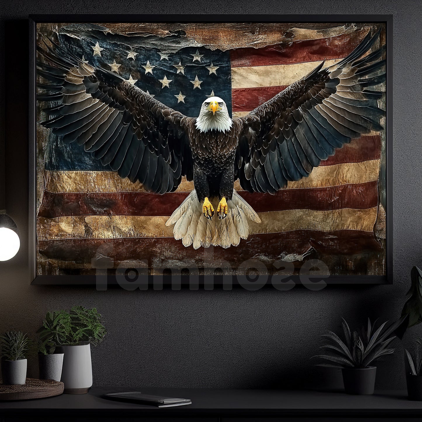July 4th Eagle Canvas Painting, Patriotic Power Wall Art Decor, Poster Gift For Christians, Eagle Lovers