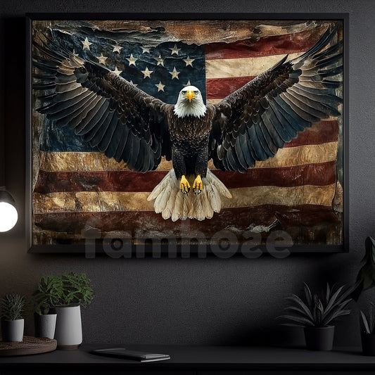 July 4th Eagle Canvas Painting, Patriotic Power Wall Art Decor, Poster Gift For Christians, Eagle Lovers