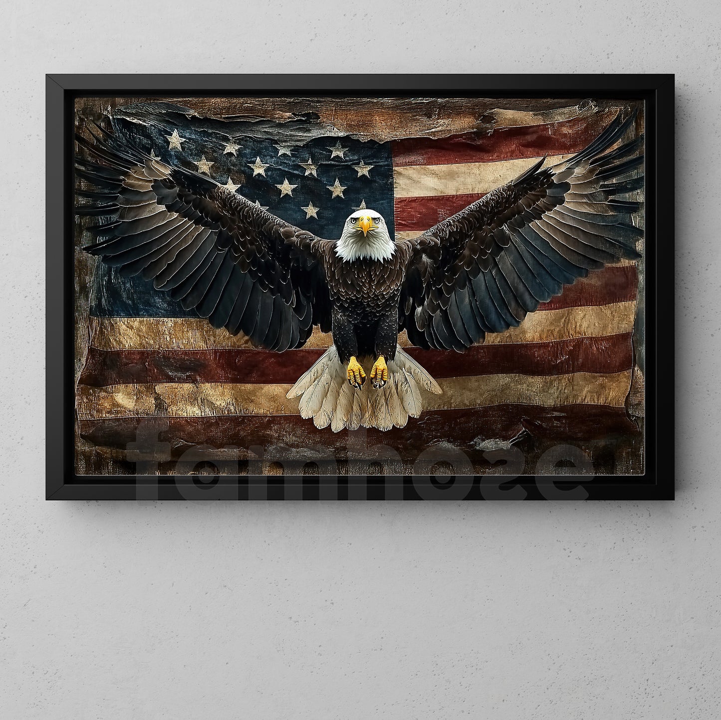 July 4th Eagle Canvas Painting, Patriotic Power Wall Art Decor, Poster Gift For Christians, Eagle Lovers