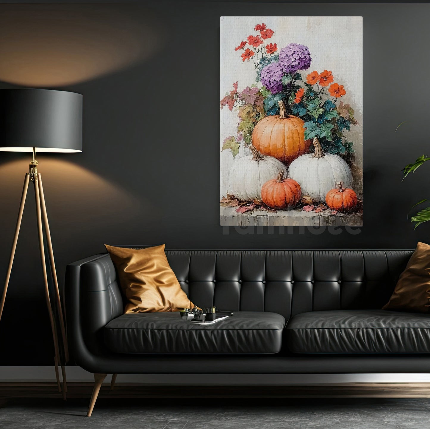 Thanksgiving Pumpkins Canvas Painting, Autumn Harmony Wall Art Decor, Thankful Poster Gift For Pumpkin Lovers