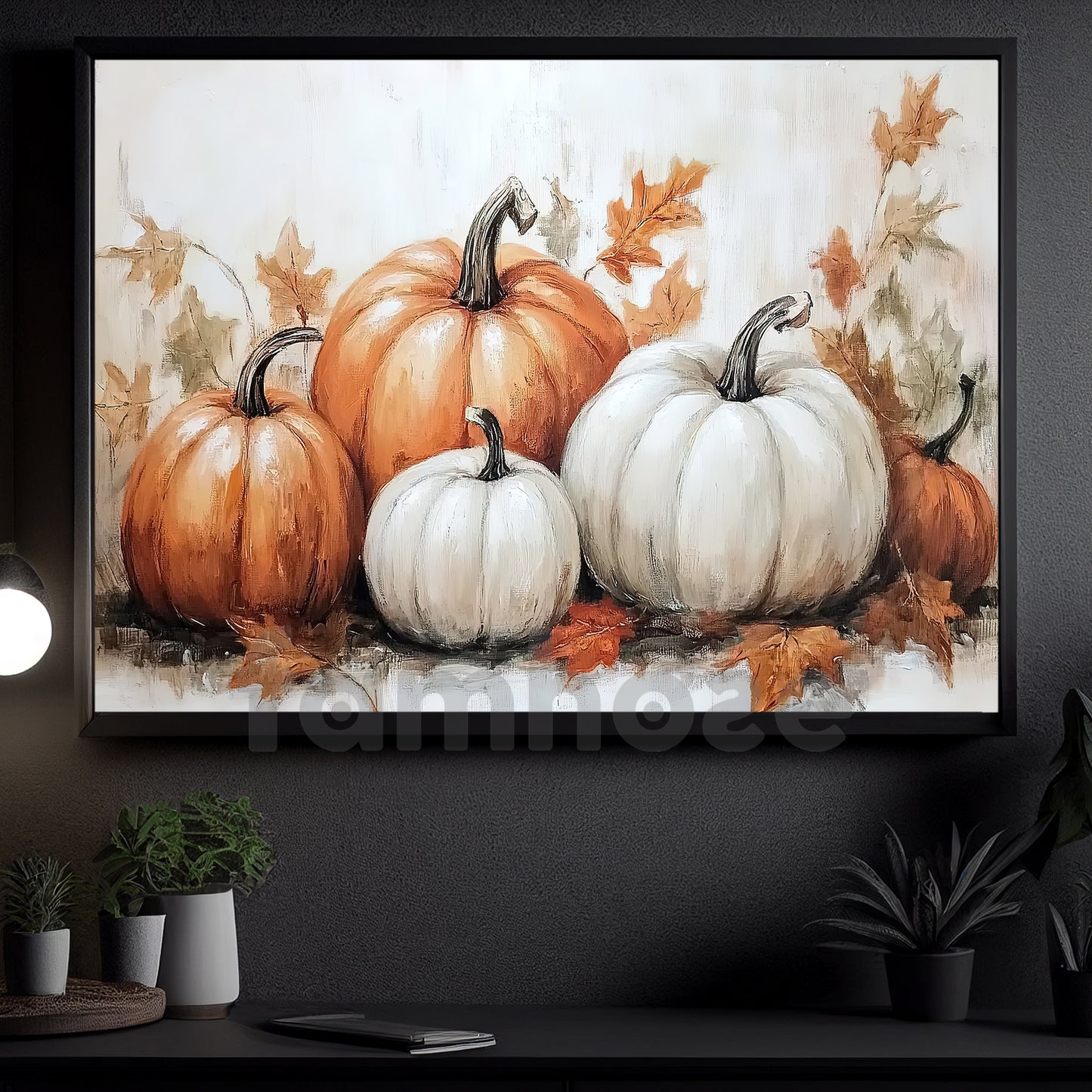 Thanksgiving Pumpkins Canvas Painting, Autumn Harmony Wall Art Decor, Thankful Poster Gift For Pumpkin Lovers
