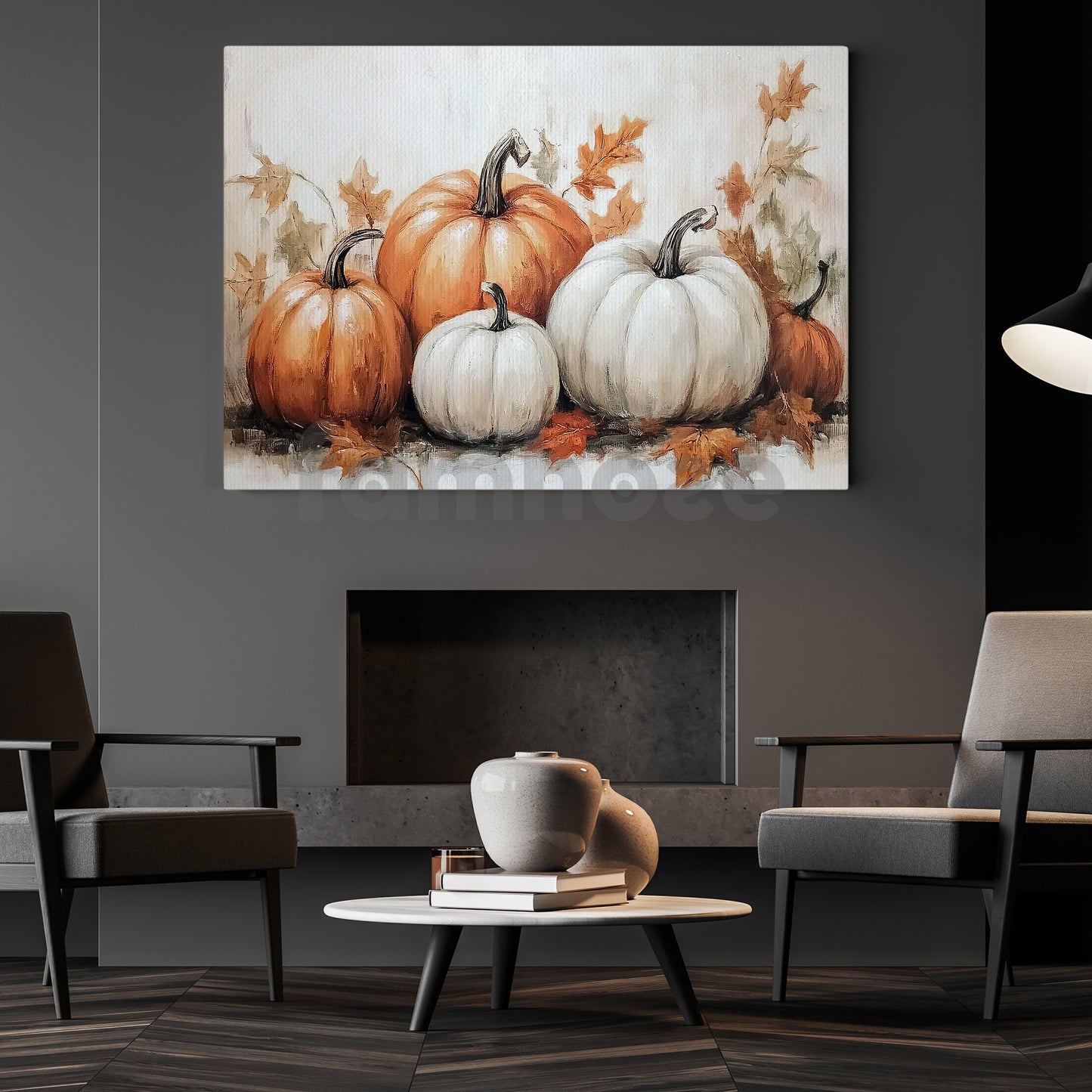 Thanksgiving Pumpkins Canvas Painting, Autumn Harmony Wall Art Decor, Thankful Poster Gift For Pumpkin Lovers