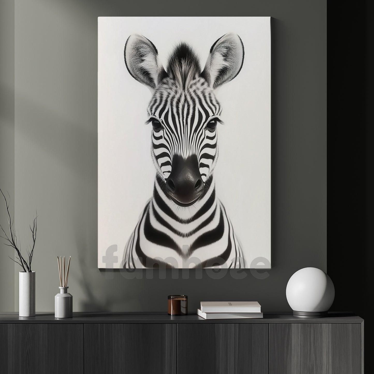 Zebra Canvas Painting, Adorable Baby Zebra Wall Art Decor, Poster Gift For Zebra Lovers