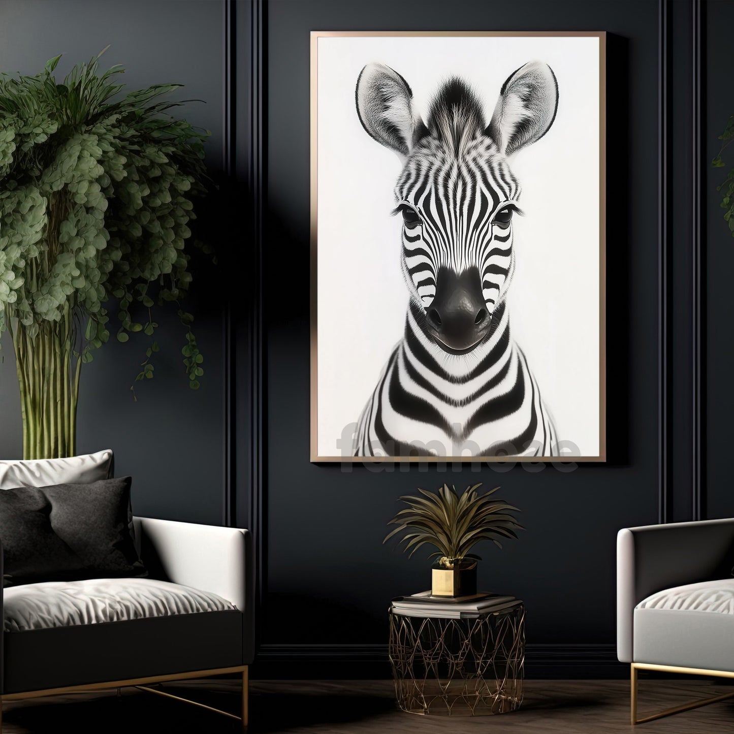 Zebra Canvas Painting, Adorable Baby Zebra Wall Art Decor, Poster Gift For Zebra Lovers