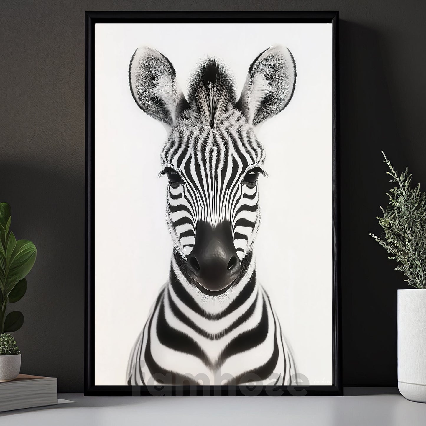 Zebra Canvas Painting, Adorable Baby Zebra Wall Art Decor, Poster Gift For Zebra Lovers