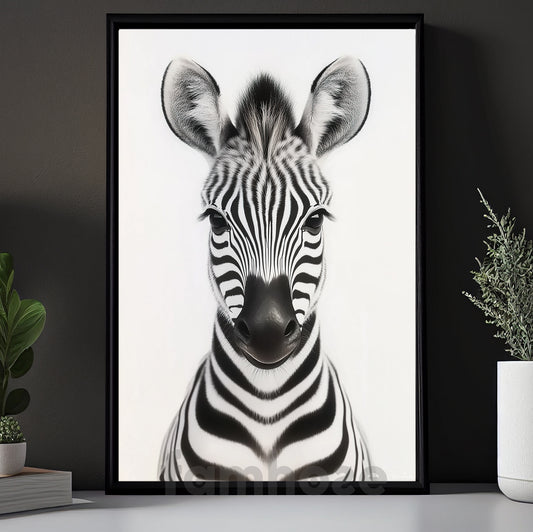 Zebra Canvas Painting, Adorable Baby Zebra Wall Art Decor, Poster Gift For Zebra Lovers