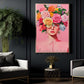 Vibrant Blooming Girl Canvas Painting, Woman With Blossoming Rose Wall Art Decor, Poster Gift To Decor House Or Office