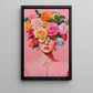 Vibrant Blooming Girl Canvas Painting, Woman With Blossoming Rose Wall Art Decor, Poster Gift To Decor House Or Office