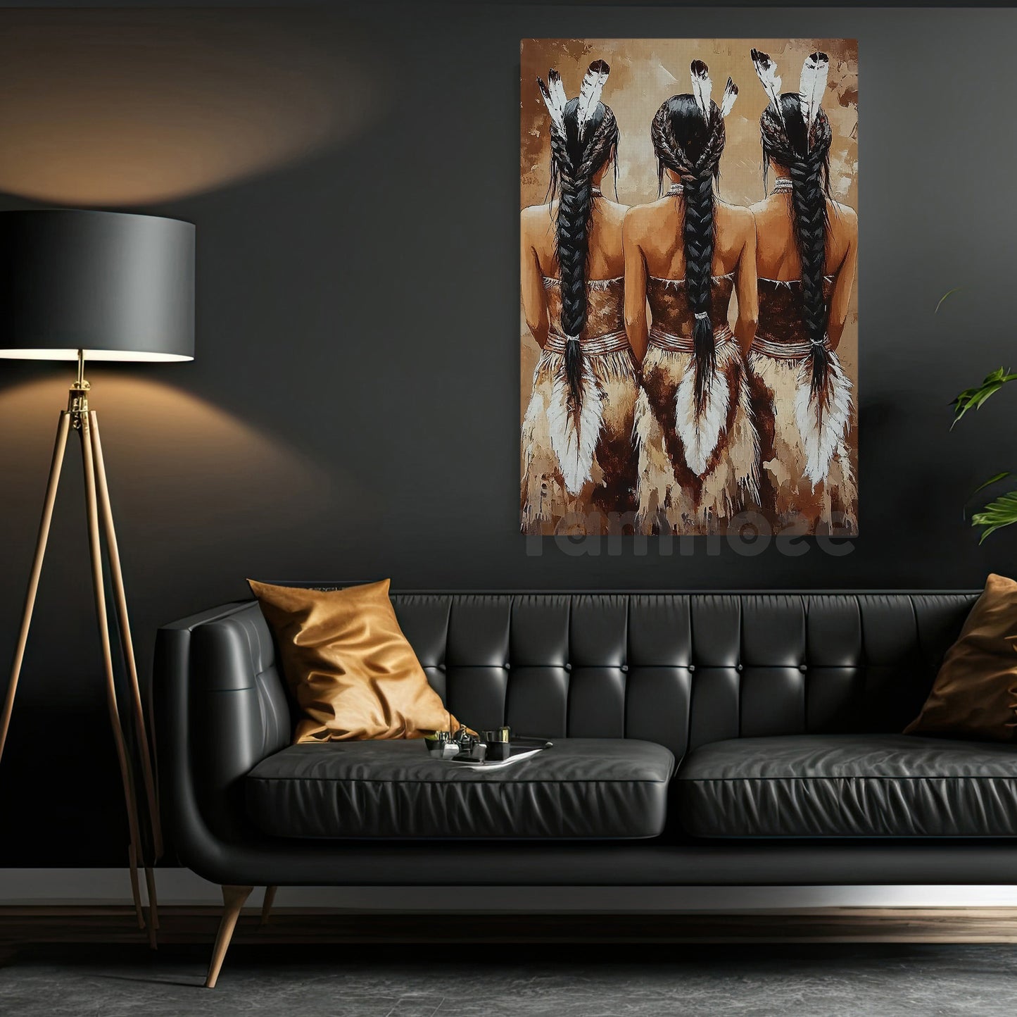 Rustic Western Canvas Painting, Tribal Native American Women Wall Art Decor, Poster Gift To Decor Home