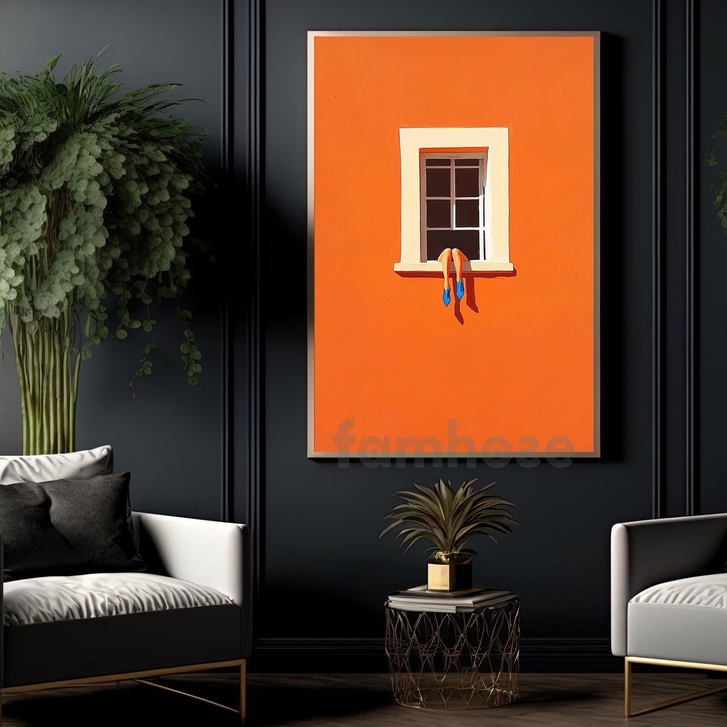 Modern Minimalist Canvas Painting, Bold Orange Minimalist Abstract Wall Art Decor, Poster Gift To Decor Home