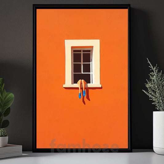 Modern Minimalist Canvas Painting, Bold Orange Minimalist Abstract Wall Art Decor, Poster Gift To Decor Home