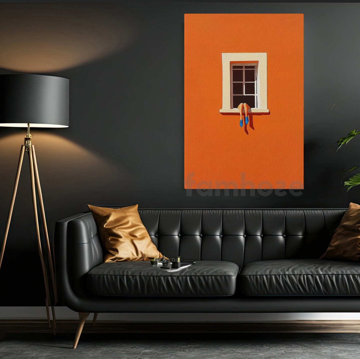 Modern Minimalist Canvas Painting, Bold Orange Minimalist Abstract Wall Art Decor, Poster Gift To Decor Home
