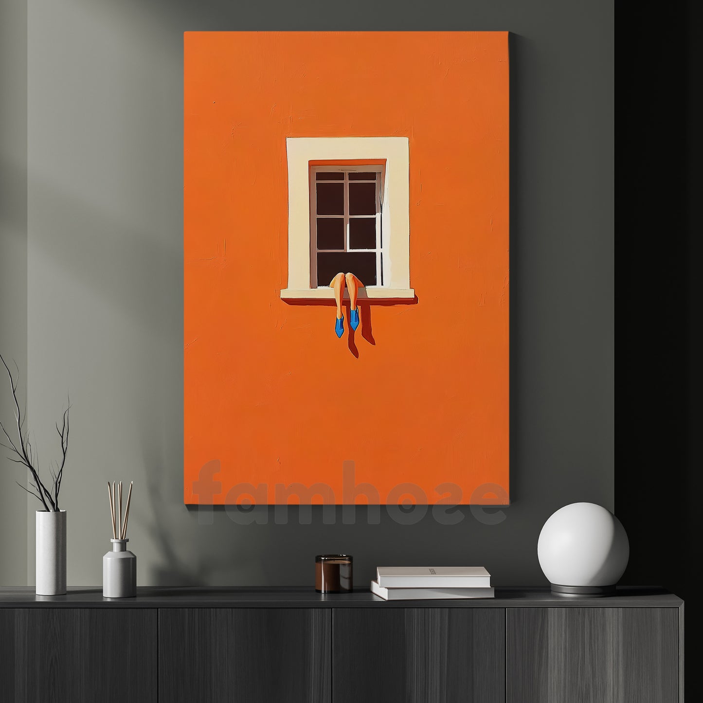 Modern Minimalist Canvas Painting, Bold Orange Minimalist Abstract Wall Art Decor, Poster Gift To Decor Home