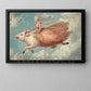 Funny Flying Pig Canvas Painting, Fantasy Princess Riding Pig Wall Art Decor, Whimsical Surreal Artwork For Living Room Decor