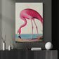 Elegant Flamingo Canvas Painting, Pink Flamingo Exploring Coastal Sands Wild Animals Wall Art Decor, Poster Gift For Flamingo Lovers
