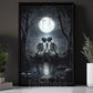 Halloween Skeleton Canvas Painting, Romance In The Shadows Wall Art Decor, Spooky Season Poster Gift For Skeleton Lovers