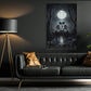 Halloween Skeleton Canvas Painting, Romance In The Shadows Wall Art Decor, Spooky Season Poster Gift For Skeleton Lovers