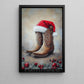 Christmas Cowboy Canvas Painting, Rustic Cowboy Christmas Wall Art Decor Xmas Poster Gift For Cowboys
