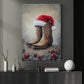 Christmas Cowboy Canvas Painting, Rustic Cowboy Christmas Wall Art Decor Xmas Poster Gift For Cowboys