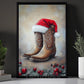 Christmas Cowboy Canvas Painting, Rustic Cowboy Christmas Wall Art Decor Xmas Poster Gift For Cowboys