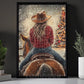 Christmas Cowgirl Riding Horse Canvas Painting, Riding In Snow Wall Art Decor Xmas Poster Gift For Cowgirls