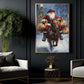 Christmas Cowboy Canvas Painting, Santa Claus Ride Horse In Snow Wall Art Decor Xmas Poster Gift For Cowboys