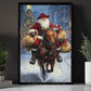 Christmas Cowboy Canvas Painting, Santa Claus Ride Horse In Snow Wall Art Decor Xmas Poster Gift For Cowboys