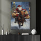 Christmas Cowboy Canvas Painting, Santa Claus Ride Horse In Snow Wall Art Decor Xmas Poster Gift For Cowboys