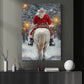 Christmas Cowboy Canvas Painting, Santa Claus Riding Horse In Snow Wall Art Decor Xmas Poster Gift For Cowboys