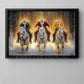 Christmas Cowboy Canvas Painting, Santa Cowboys In Snow Wall Art Decor Xmas Poster Gift For Cowboys