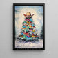 Christmas Cowboy Canvas Painting, Western Christmas Tree Wall Art Decor, Xmas Poster Gift For Cowboys