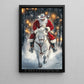 Christmas Cowboy Canvas Painting, Santa On Horseback Wall Art Decor Xmas Poster Gift For Cowboys