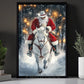 Christmas Cowboy Canvas Painting, Santa On Horseback Wall Art Decor Xmas Poster Gift For Cowboys
