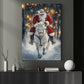 Christmas Cowboy Canvas Painting, Santa On Horseback Wall Art Decor Xmas Poster Gift For Cowboys