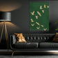 Japanese Cranes Canvas Painting, Emerald Cranes Wall Art Decor, Poster Gift To Decor Home Or Office