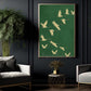 Japanese Cranes Canvas Painting, Emerald Cranes Wall Art Decor, Poster Gift To Decor Home Or Office