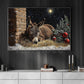 Peaceful Christmas Donkey Canvas Painting, Silent Night Stable Scene Wall Art Decor, Xmas Poster Gift For Donkey Lovers