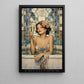 Glamorous Retro Canvas Painting, Luxury Wine Lady Wall Art Decor, Poster Gift