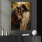 Jesus Horse Canvas Painting, Peaceful Horse And Savior Wall Art Decor, Poster Gift For Christian, Horse Lovers